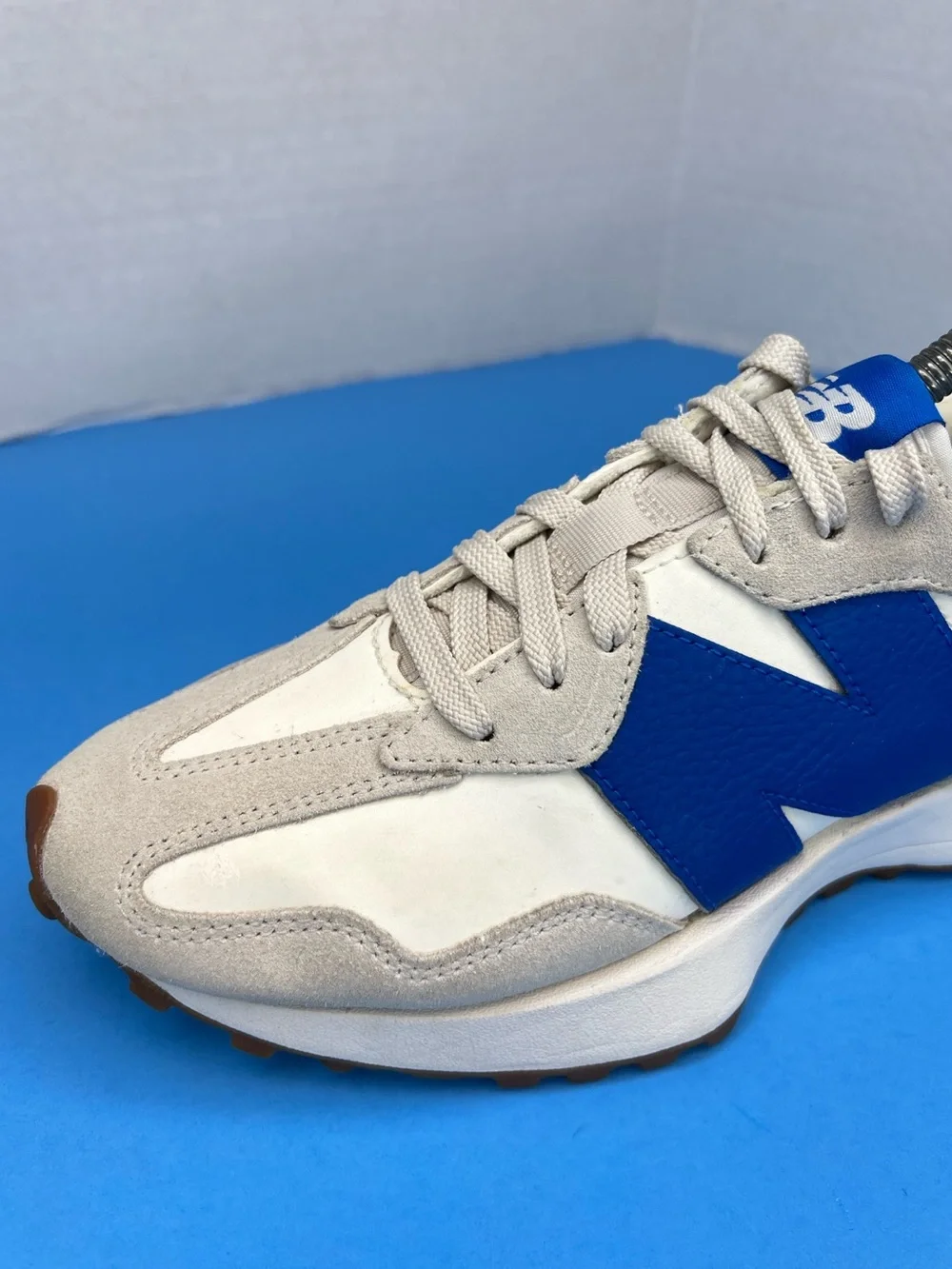 New Balance 327 Womens 7.5 Moonbeam/True Blue New without Box WS327GB TRIED ON.